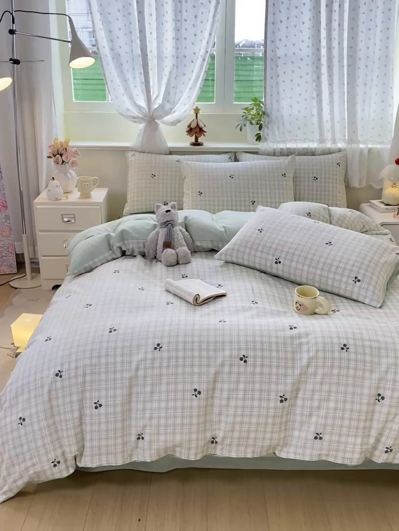 91家纺网 家纺一手货源 找家纺 红日子纺织品 2026新款12868全棉纯棉印花被套单被套被套单件（提供检测报告） 印象樱桃