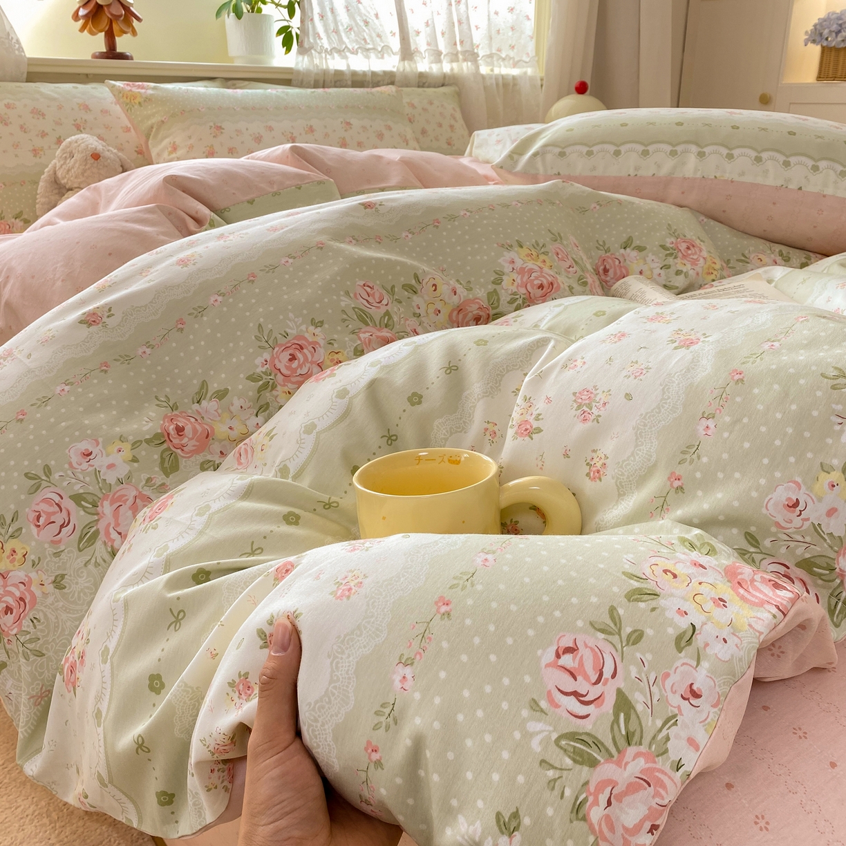 91家纺网 家纺一手货源 找家纺 红日子纺织品 2026新款12868全棉纯棉印花被套单被套被套单件（提供检测报告） 云边花漾