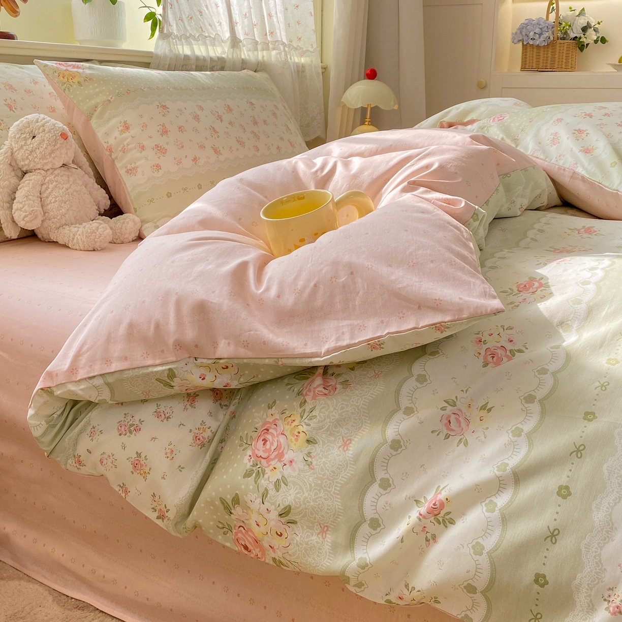 91家纺网 家纺一手货源 找家纺 红日子纺织品 2026新款12868全棉纯棉印花被套单被套被套单件（提供检测报告） 云边花漾