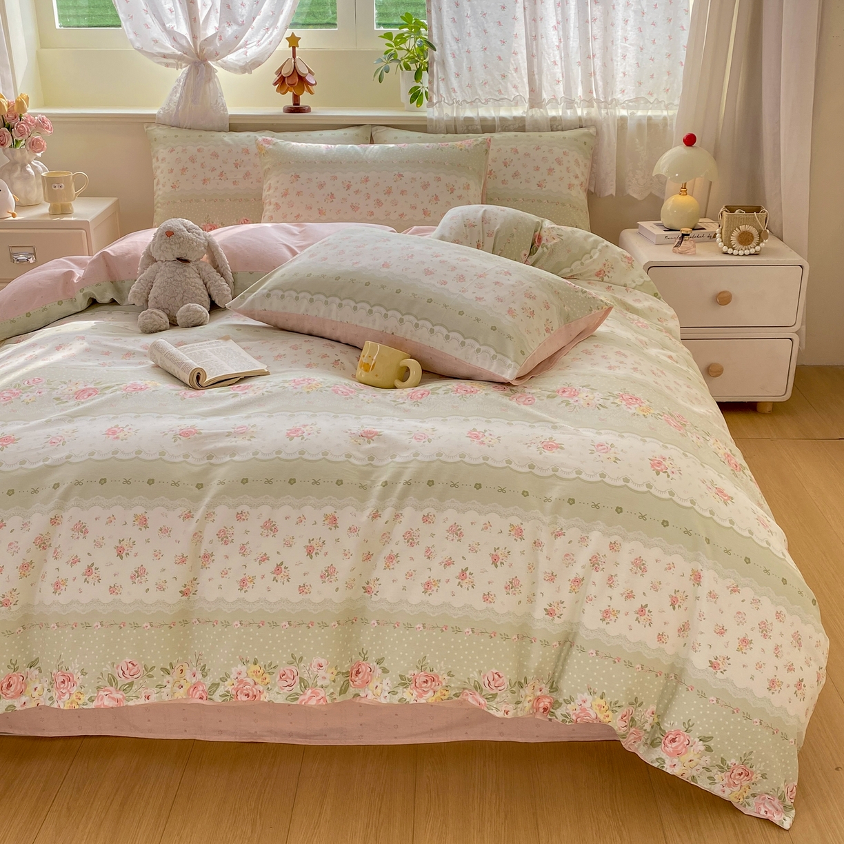 91家纺网 家纺一手货源 找家纺 红日子纺织品 2026新款12868全棉纯棉印花被套单被套被套单件（提供检测报告） 云边花漾