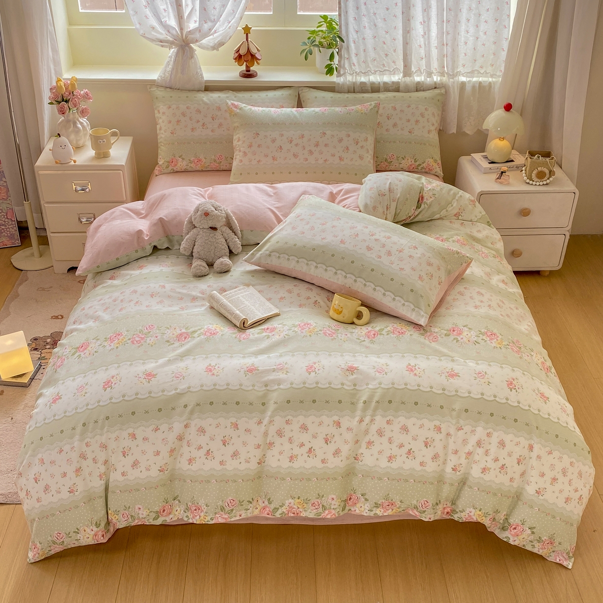 91家纺网 家纺一手货源 找家纺 红日子纺织品 2026新款12868全棉纯棉印花被套单被套被套单件（提供检测报告） 云边花漾