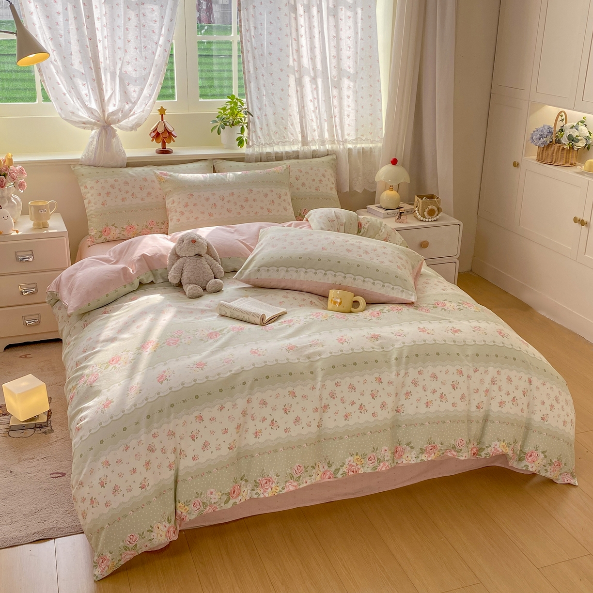 91家纺网 家纺一手货源 找家纺 红日子纺织品 2026新款12868全棉纯棉印花被套单被套被套单件（提供检测报告） 云边花漾