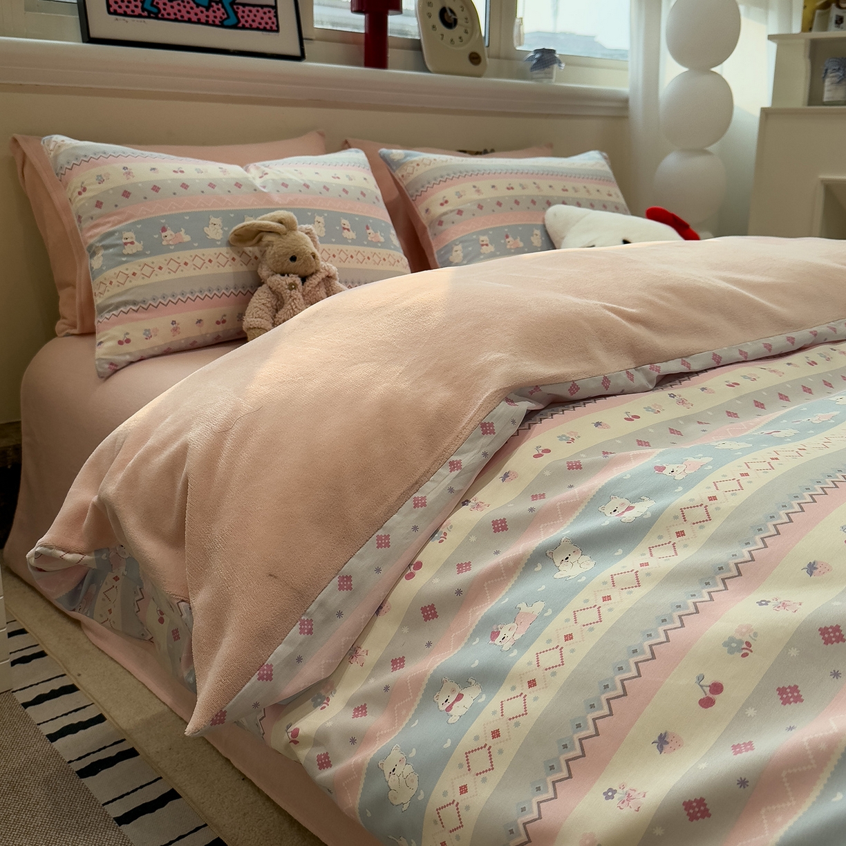 91家纺网 家纺一手货源 找家纺 呗旺鹿 2025新款A版全棉B版牛奶绒四件套 小狗笔记