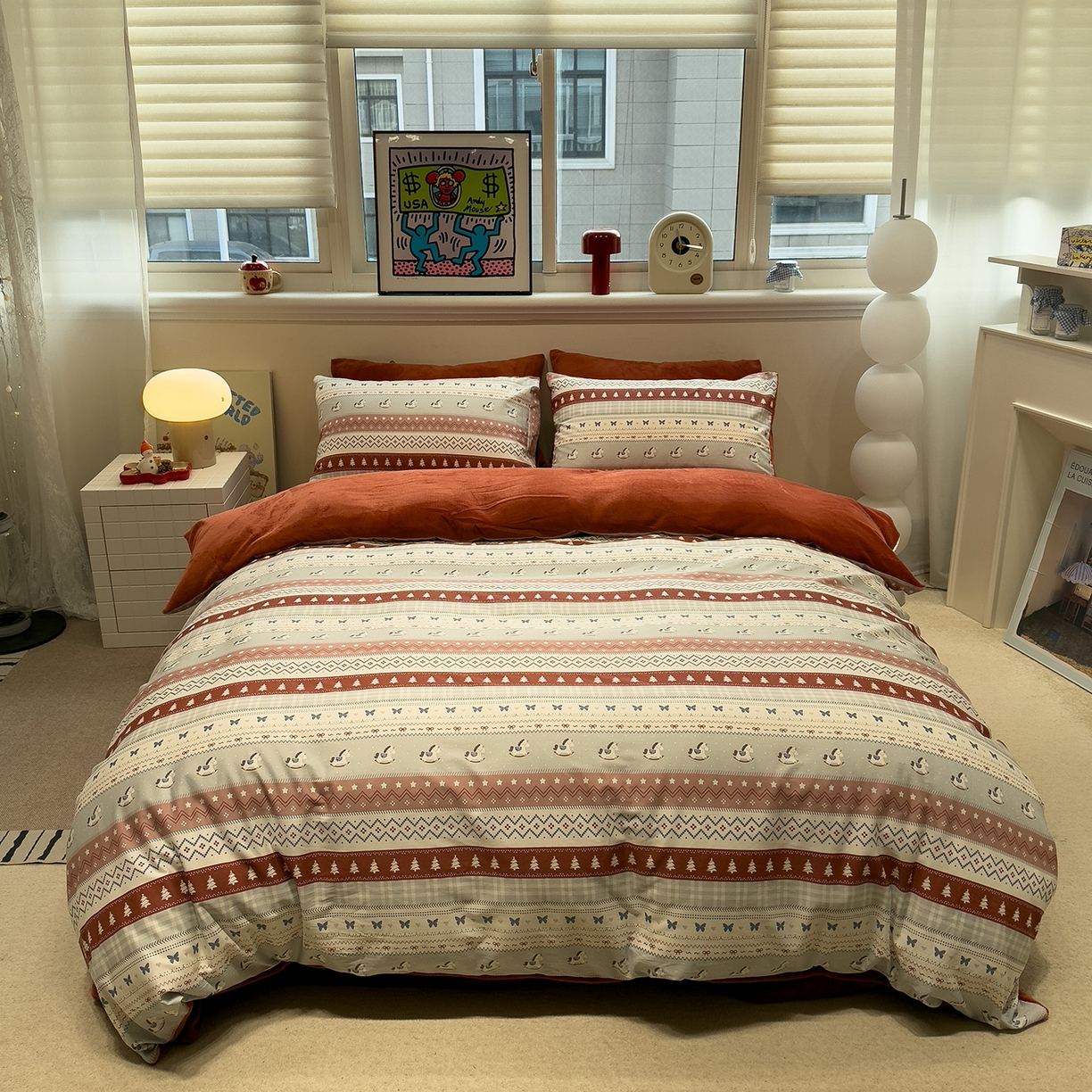 91家纺网 家纺一手货源 找家纺 （总）呗旺鹿 2025新款A版全棉B版牛奶绒四件套