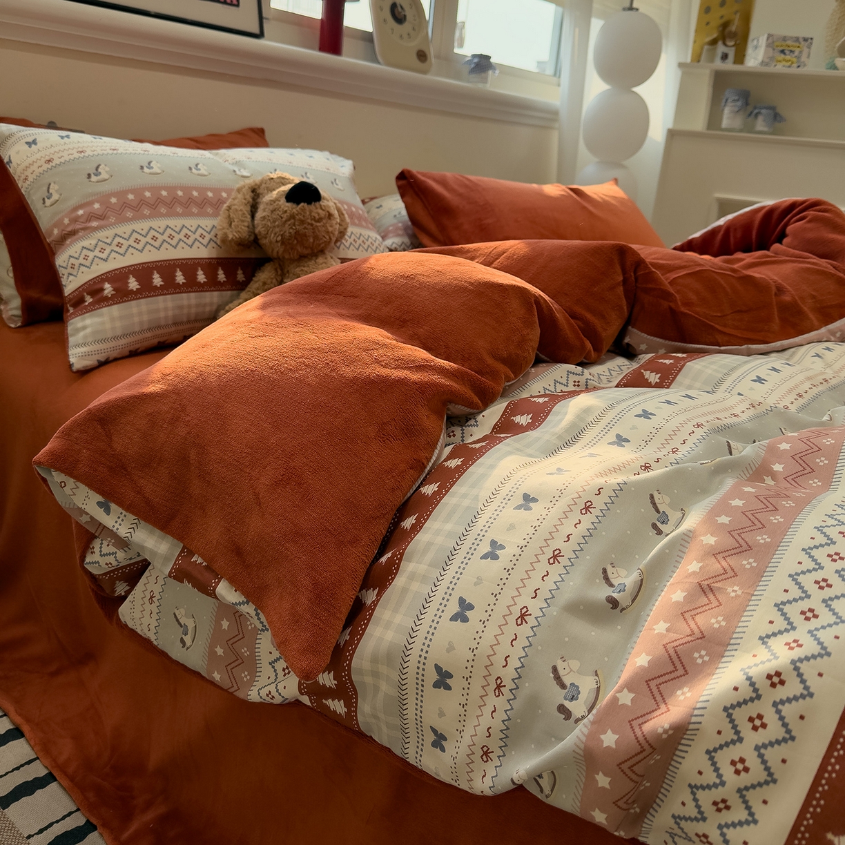 91家纺网 家纺一手货源 找家纺 （总）呗旺鹿 2025新款A版全棉B版牛奶绒四件套