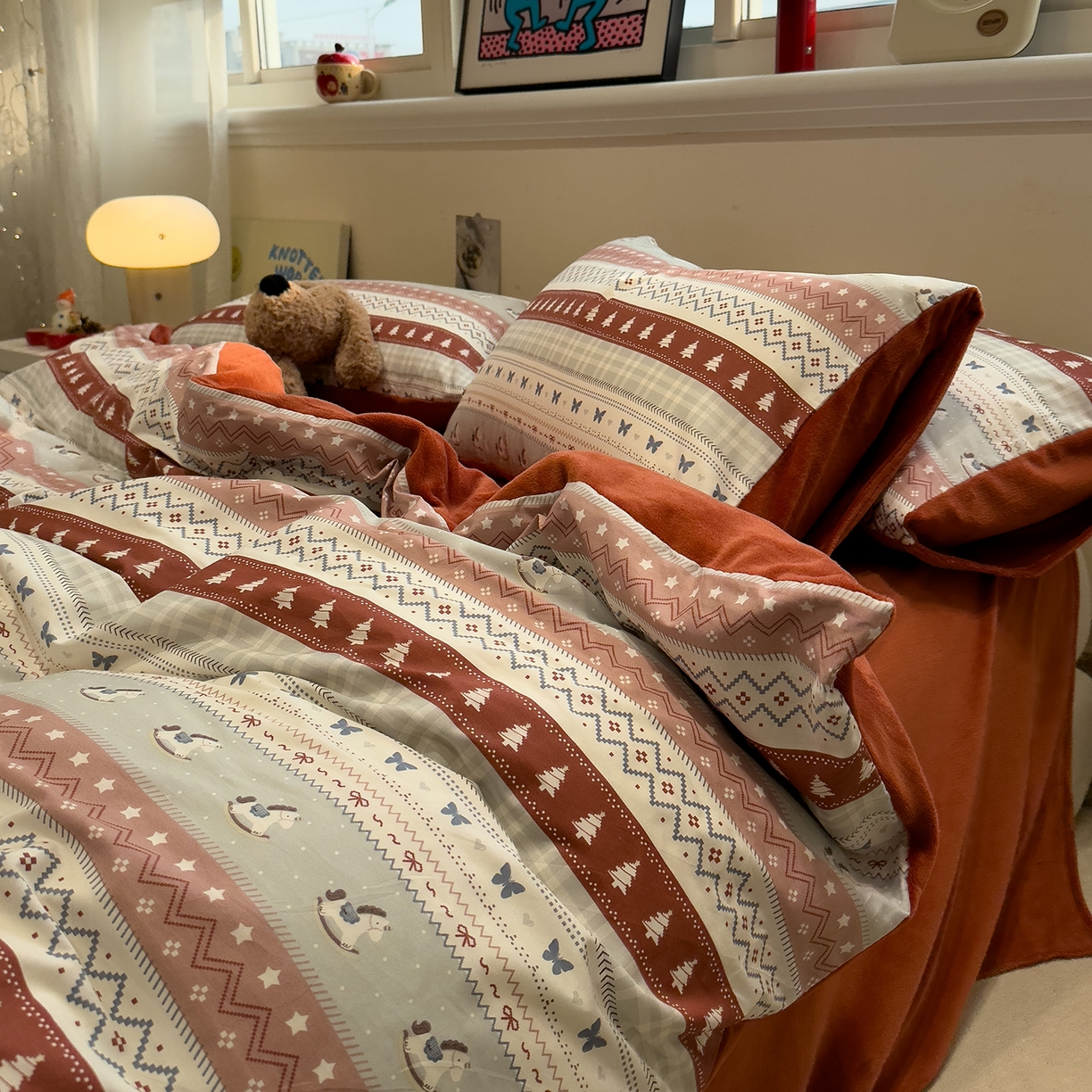 91家纺网 家纺一手货源 找家纺 （总）呗旺鹿 2025新款A版全棉B版牛奶绒四件套