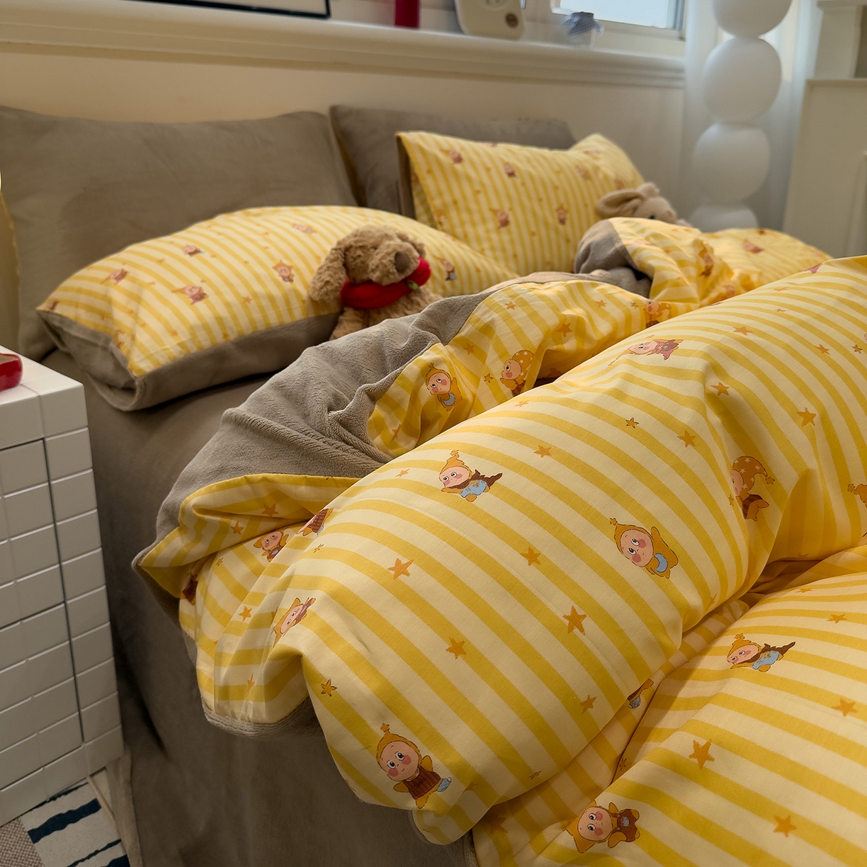 91家纺网 家纺一手货源 找家纺 呗旺鹿 2025新款A版全棉B版牛奶绒四件套 萌星