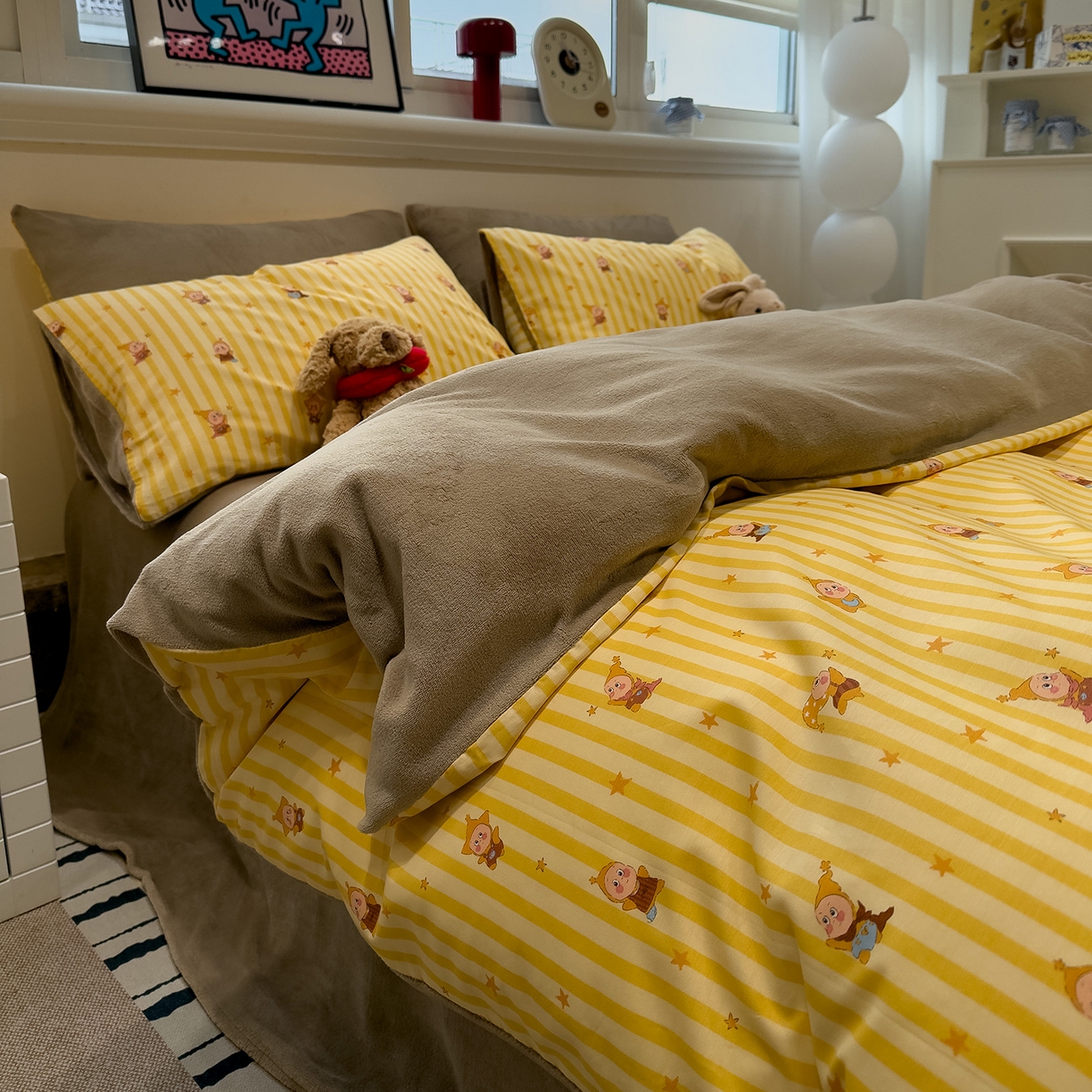 91家纺网 家纺一手货源 找家纺 呗旺鹿 2025新款A版全棉B版牛奶绒四件套 萌星