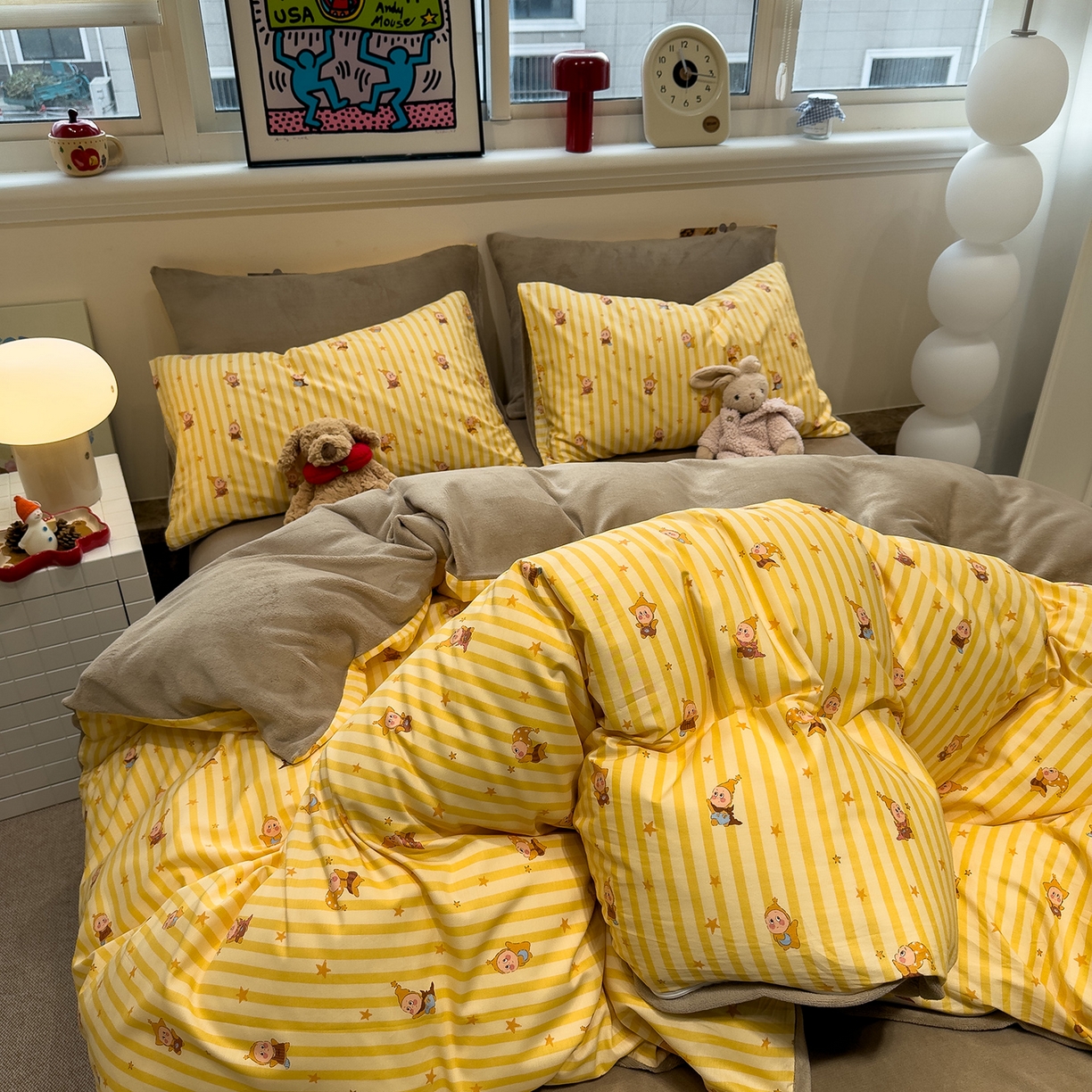 91家纺网 家纺一手货源 找家纺 呗旺鹿 2025新款A版全棉B版牛奶绒四件套 萌星