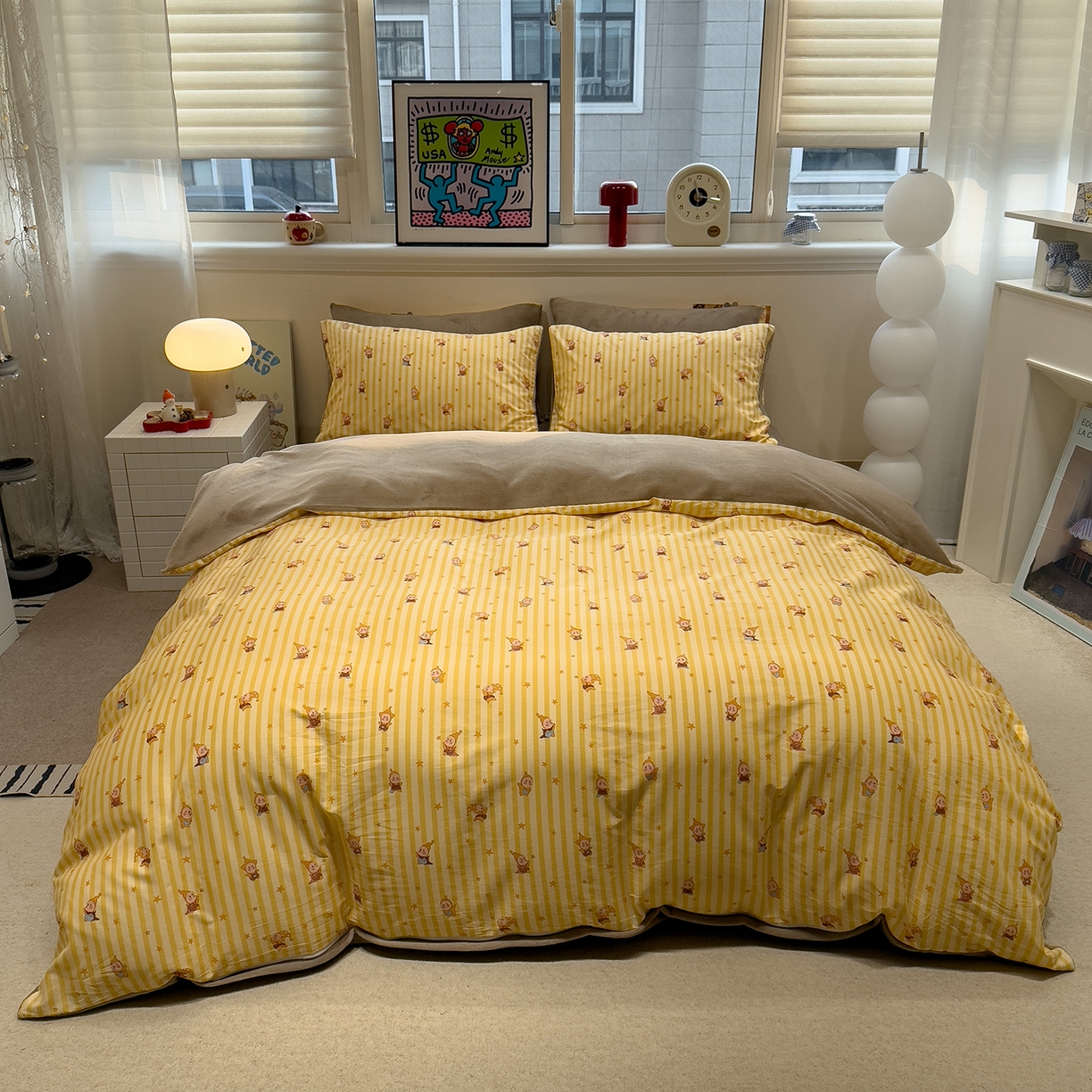 91家纺网 家纺一手货源 找家纺 呗旺鹿 2025新款A版全棉B版牛奶绒四件套 萌星