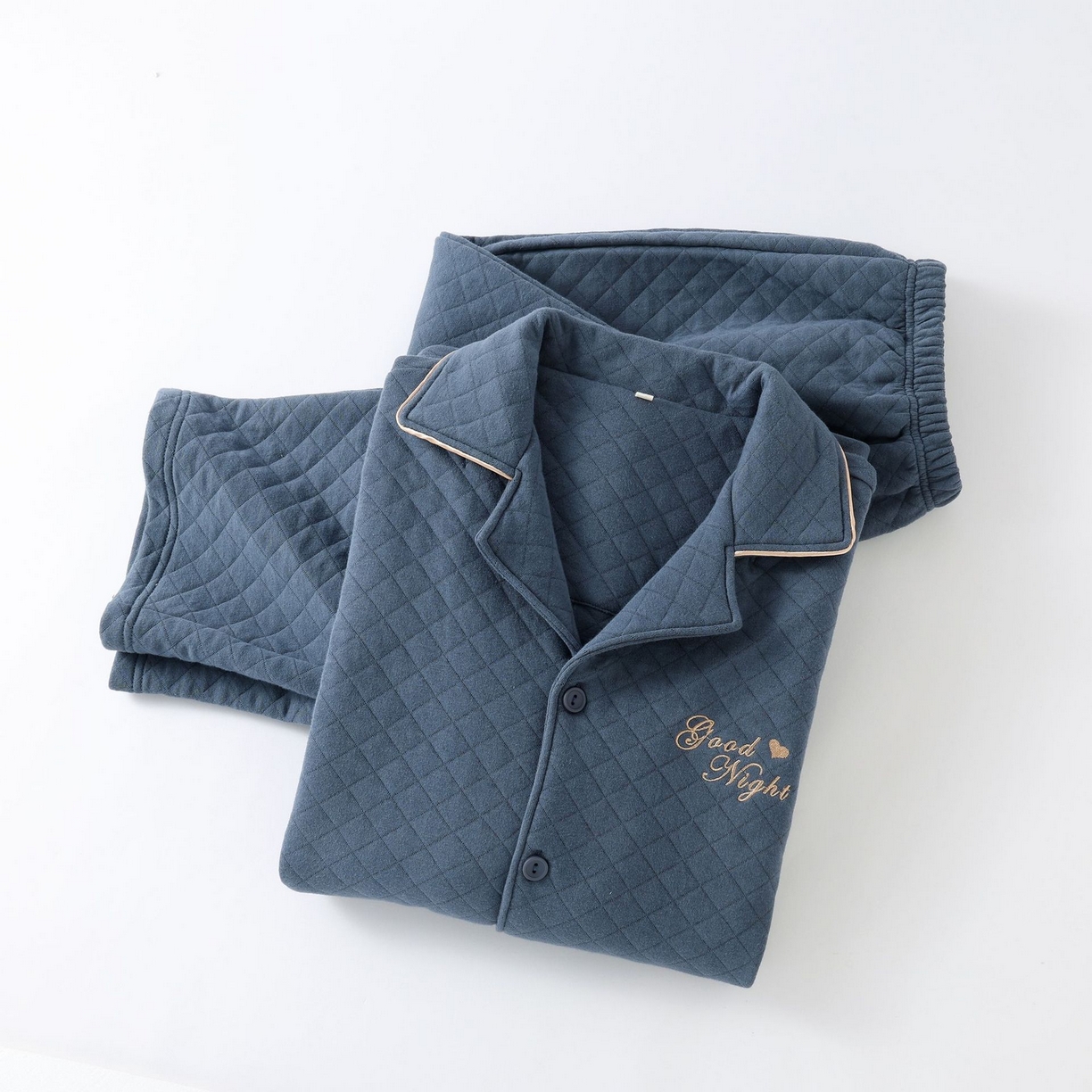 91家纺网 家纺一手货源 找家纺 （总）洛兰沙家居馆 2025新款跨境批发男士空气棉睡衣秋冬季三层夹棉长袖保暖可外穿家居服套装