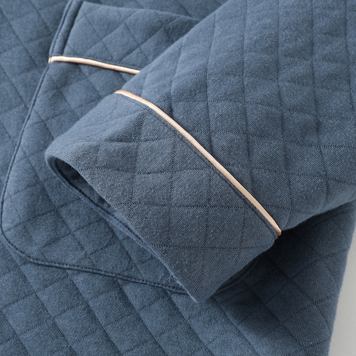 91家纺网 家纺一手货源 找家纺 （总）洛兰沙家居馆 2025新款跨境批发男士空气棉睡衣秋冬季三层夹棉长袖保暖可外穿家居服套装