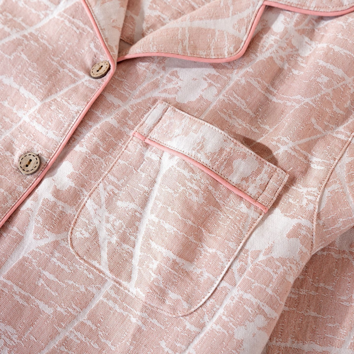 91家纺网 家纺一手货源 找家纺 （总）洛兰沙家居馆 2025新款棉麻色织睡衣情侣款家居服春秋冬款开衫翻领睡衣套装可外穿家居服