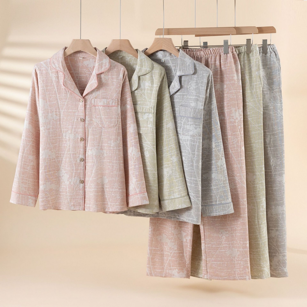 （总）2025新款棉麻色洛兰沙家居馆 2025新款棉麻色织睡衣情侣款家居服春秋冬款开衫翻领睡衣套装可外穿家居服织睡衣情侣款家居服春秋冬款开衫翻领睡衣套装可外穿家居服