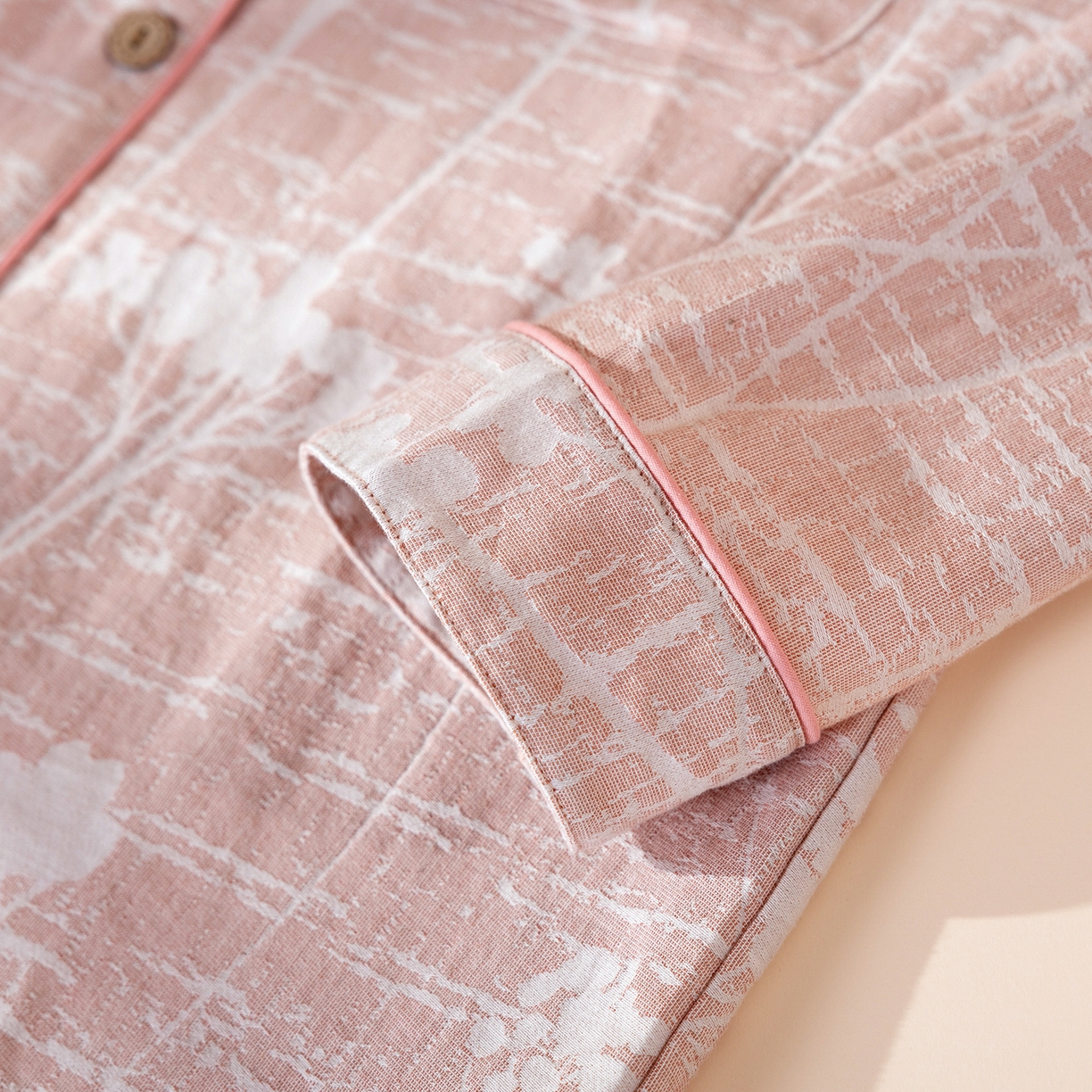 91家纺网 家纺一手货源 找家纺 （总）洛兰沙家居馆 2025新款棉麻色织睡衣情侣款家居服春秋冬款开衫翻领睡衣套装可外穿家居服