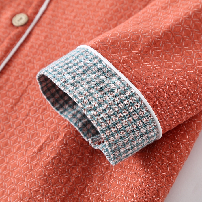 91家纺网 家纺一手货源 找家纺 （总）洛兰沙家居馆 2025新款情侣全棉色织双层纱布睡衣春秋冬季男女士宽松长袖家居服套装