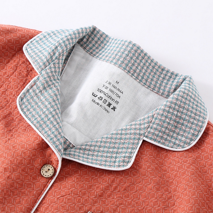 91家纺网 家纺一手货源 找家纺 （总）洛兰沙家居馆 2025新款情侣全棉色织双层纱布睡衣春秋冬季男女士宽松长袖家居服套装