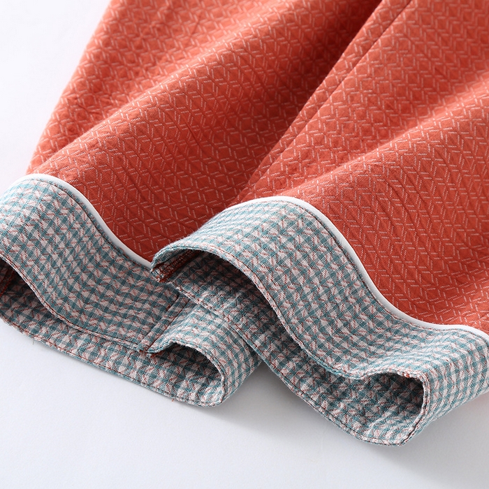 91家纺网 家纺一手货源 找家纺 （总）洛兰沙家居馆 2025新款情侣全棉色织双层纱布睡衣春秋冬季男女士宽松长袖家居服套装