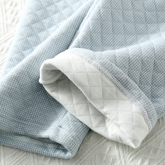 91家纺网 家纺一手货源 找家纺 （总）洛兰沙家居馆 2025新款秋冬季三层加厚空气棉男款刺绣睡衣简约长袖可外穿夹棉保暖家居服