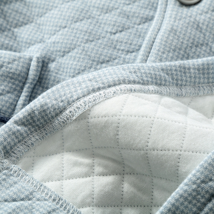 91家纺网 家纺一手货源 找家纺 （总）洛兰沙家居馆 2025新款秋冬季三层加厚空气棉男款刺绣睡衣简约长袖可外穿夹棉保暖家居服