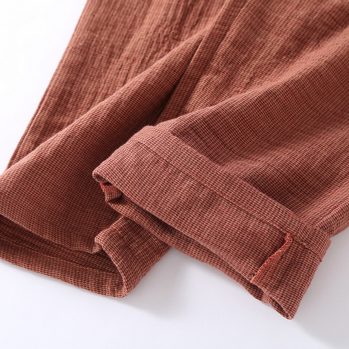 91家纺网 家纺一手货源 找家纺 （总）洛兰沙家居馆 2025新款日系无印纯棉纱布情侣睡衣四季薄款长袖长裤翻领男女士简约家居服