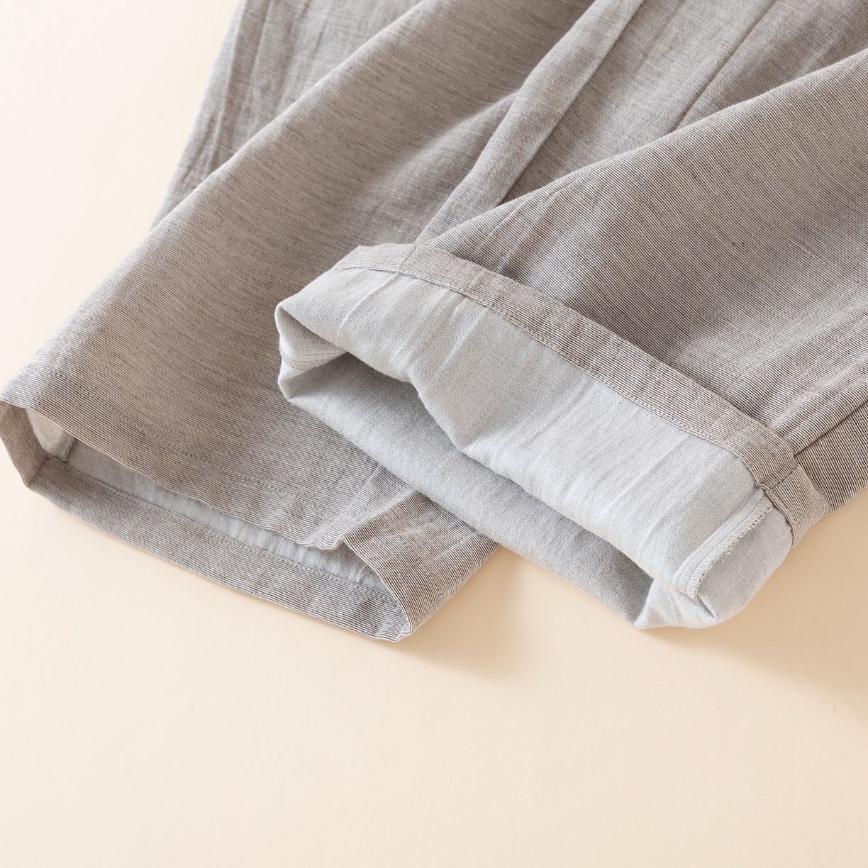 91家纺网 家纺一手货源 找家纺 （总）洛兰沙家居馆 2025新款无印风天丝麻睡衣男纯色家居服春秋夏薄款开衫睡衣套装可外穿