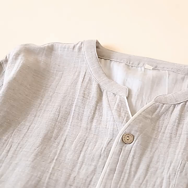 91家纺网 家纺一手货源 找家纺 （总）洛兰沙家居馆 2025新款无印风天丝麻睡衣男纯色家居服春秋夏薄款开衫睡衣套装可外穿