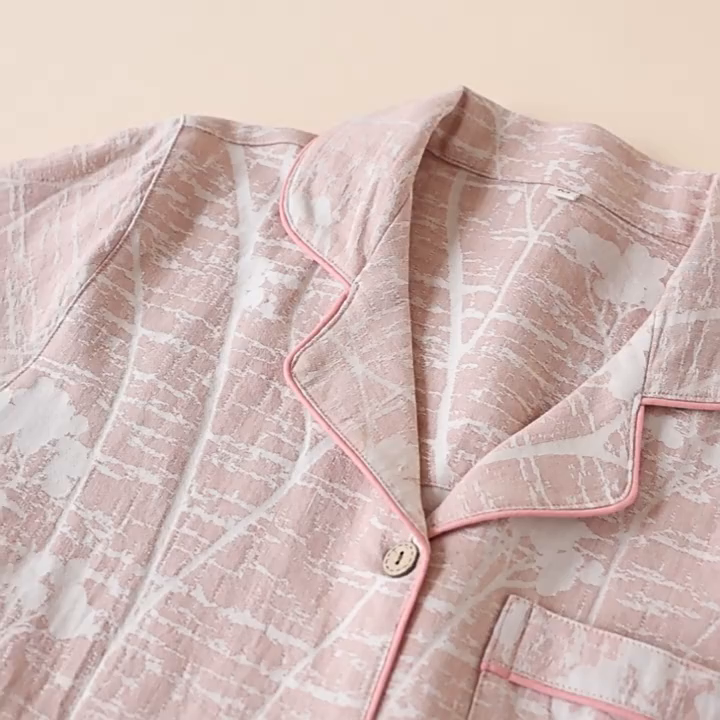 91家纺网 家纺一手货源 找家纺 （总）洛兰沙家居馆 2025新款棉麻色织睡衣情侣款家居服春秋冬款开衫翻领睡衣套装可外穿家居服