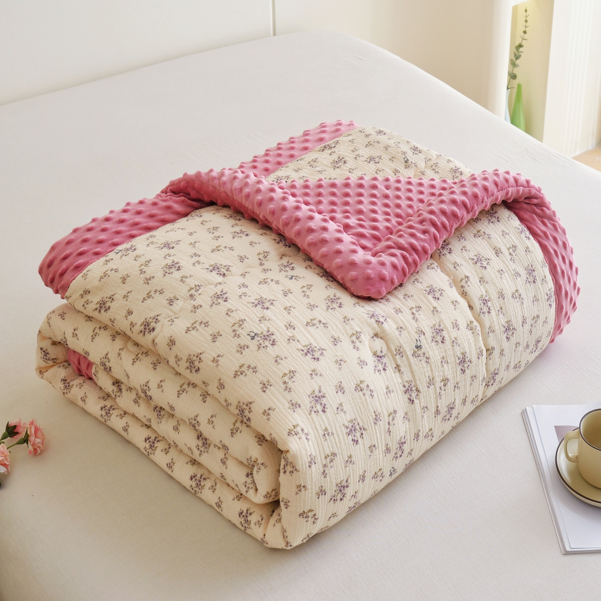 博尔菲 2026新款全棉皱皱纱豆豆被 全棉皱皱纱豆豆被-14