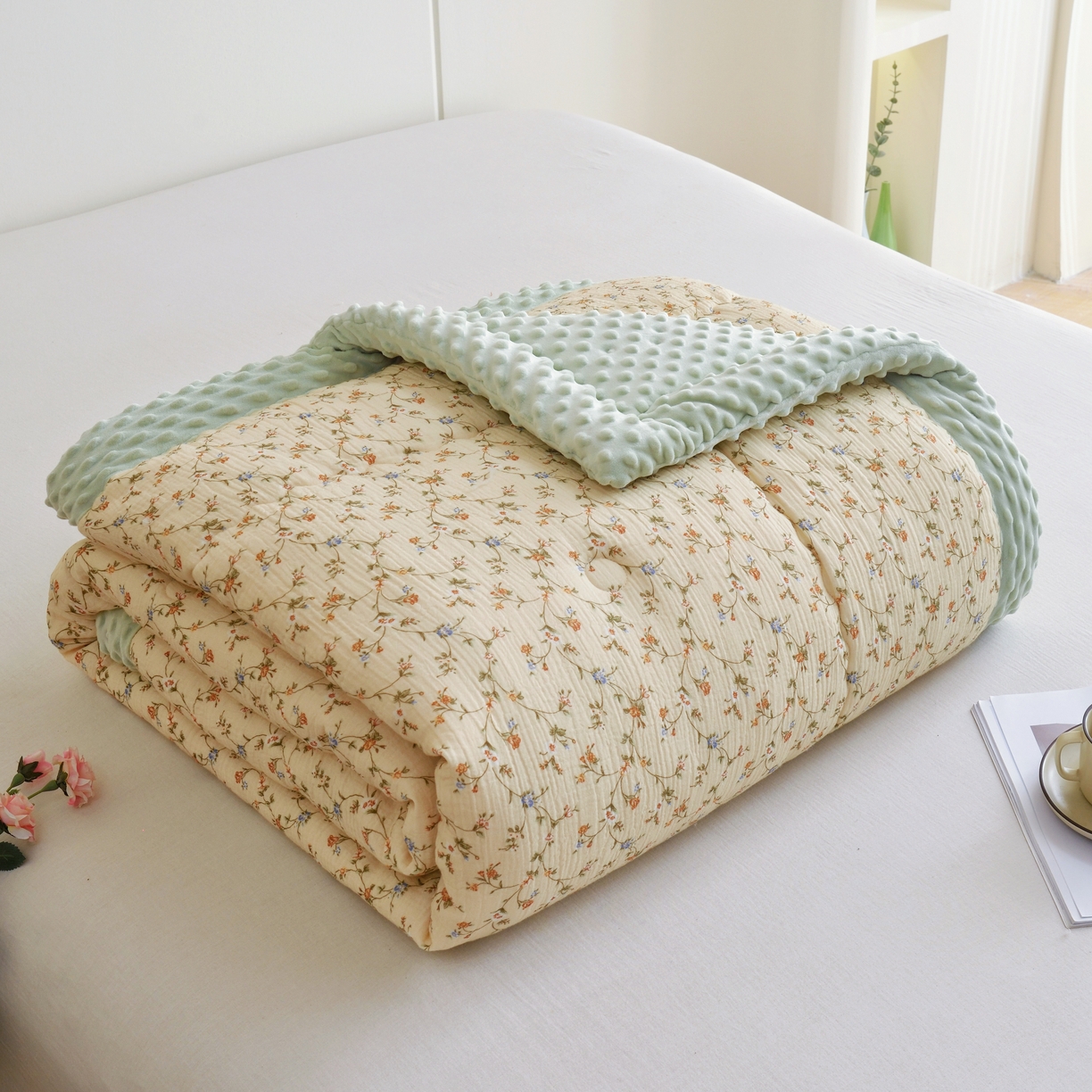 博尔菲 2026新款全棉皱皱纱豆豆被 全棉皱皱纱豆豆被-15