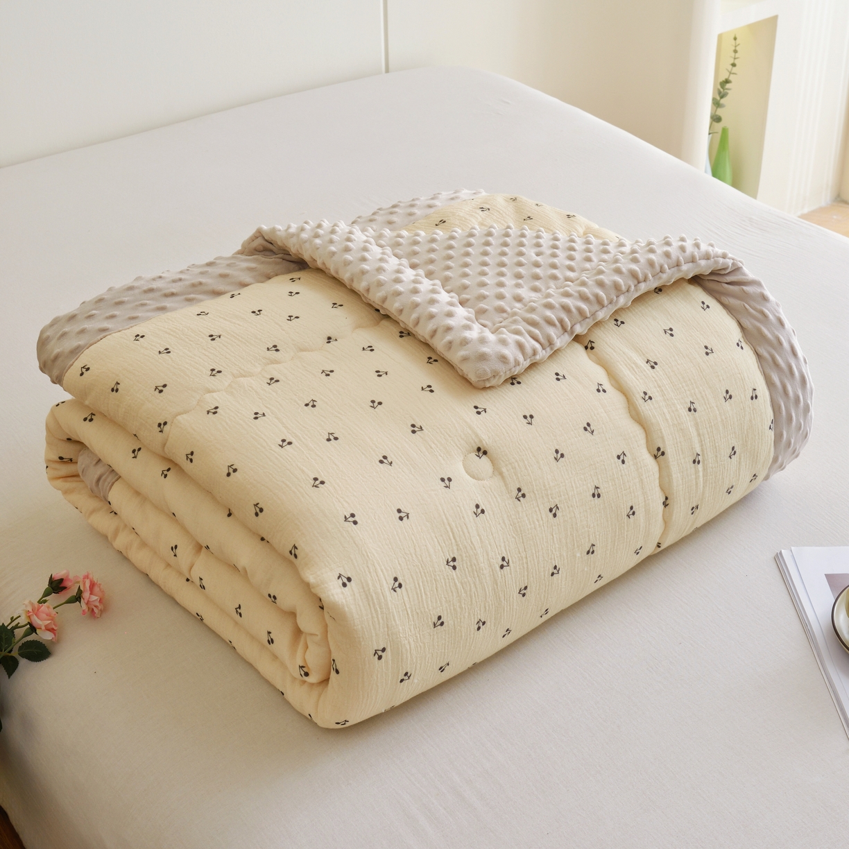 博尔菲 2026新款全棉皱皱纱豆豆被 全棉皱皱纱豆豆被-16