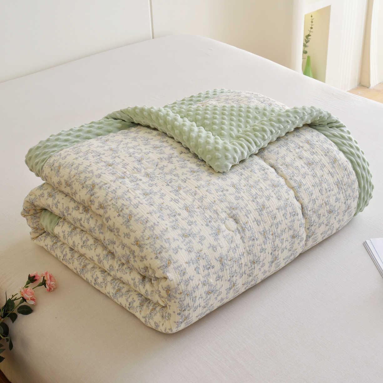 博尔菲 2026新款全棉皱皱纱豆豆被 全棉皱皱纱豆豆被-19