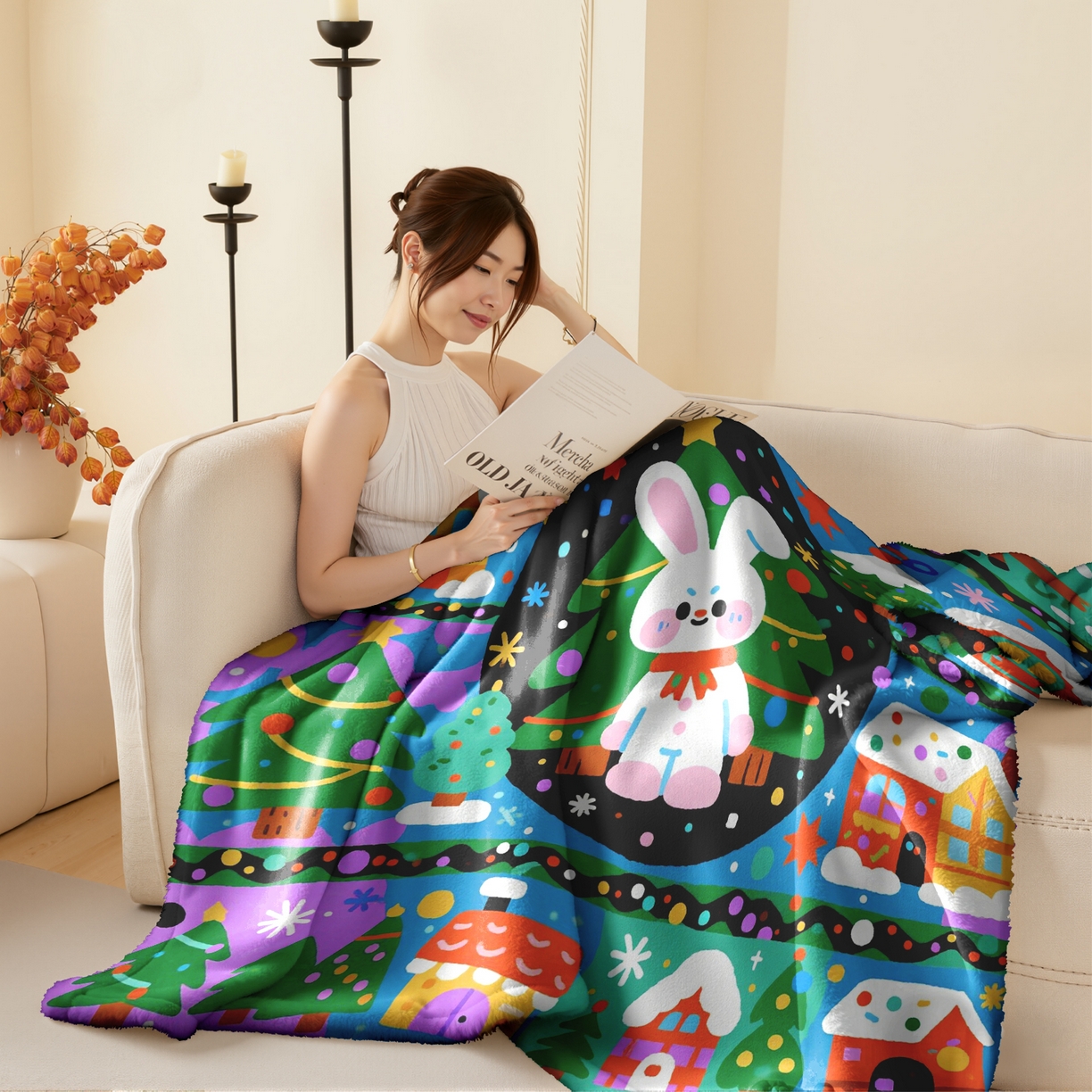 91家纺网 家纺一手货源 找家纺 合纵跨境工厂 一件定制pod模式jit跨境200G牛奶绒毛毯单品一件代发shein亚马逊速卖通24小时发货圣诞系列 02510230015