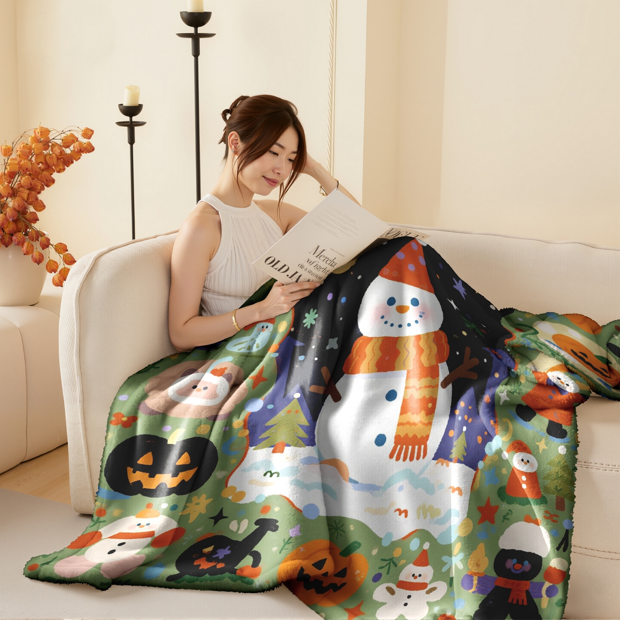 91家纺网 家纺一手货源 找家纺 合纵跨境工厂 一件定制pod模式jit跨境200G牛奶绒毛毯单品一件代发shein亚马逊速卖通24小时发货圣诞系列 02510230017