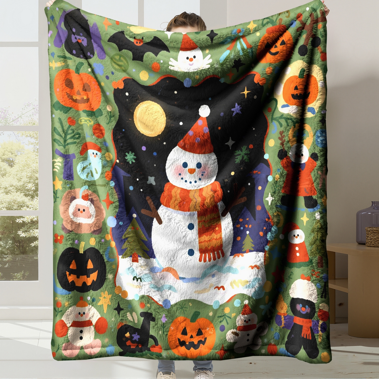 合纵跨境工厂 一件定制pod模式jit跨境200G牛奶绒毛毯单品一件代发shein亚马逊速卖通24小时发货圣诞系列 02510230017