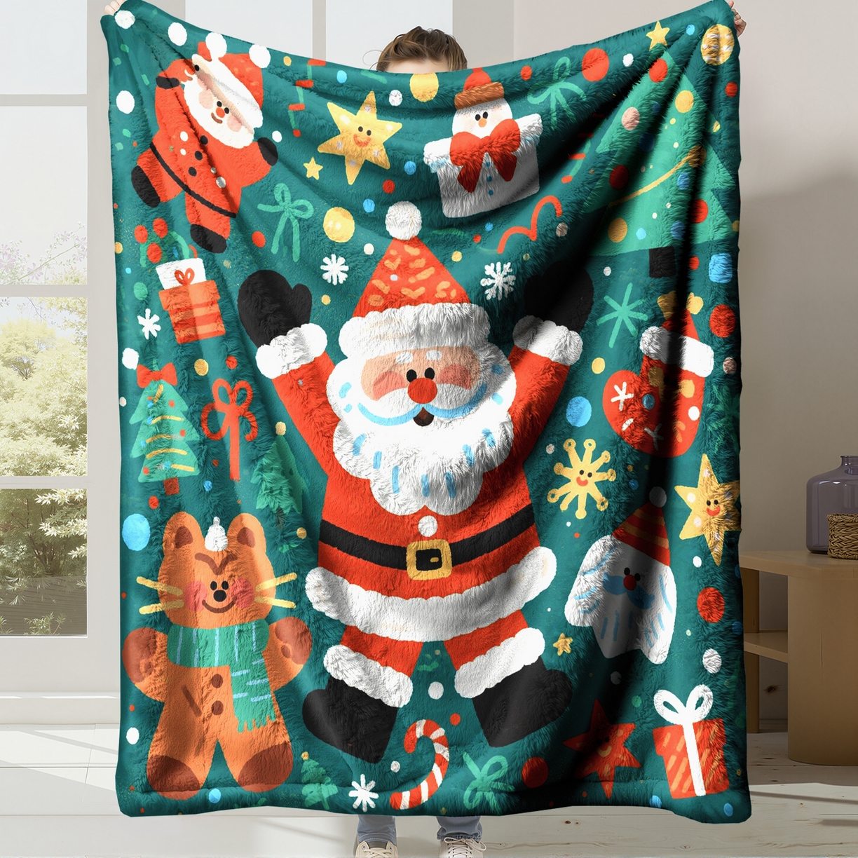 合纵跨境工厂 一件定制pod模式jit跨境200G牛奶绒毛毯单品一件代发shein亚马逊速卖通24小时发货圣诞系列 02510230019