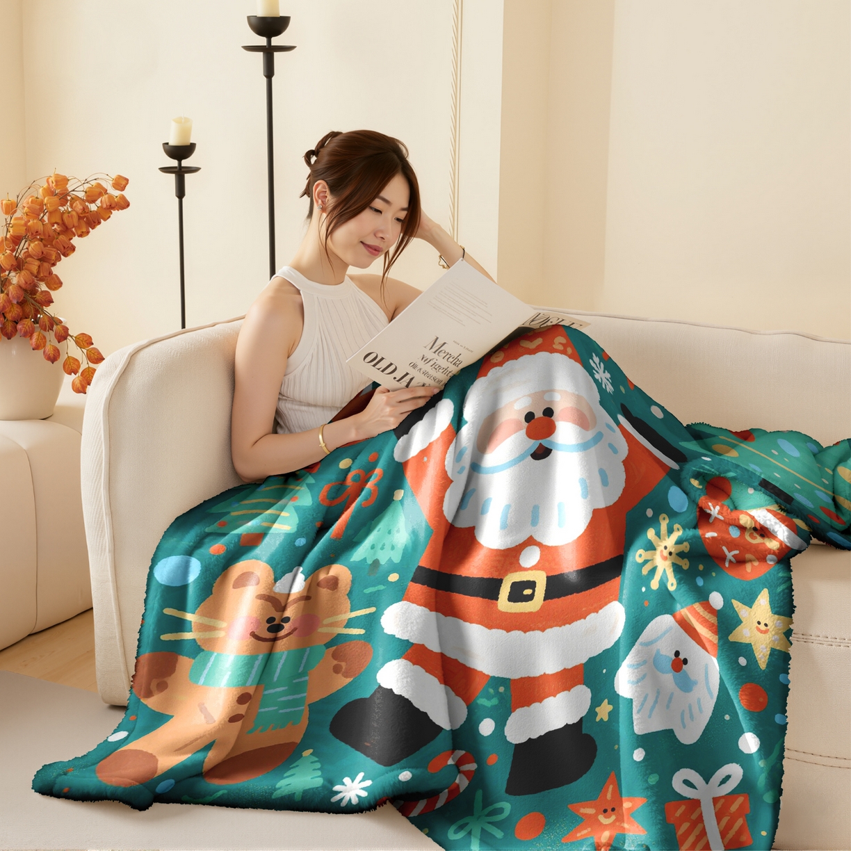 91家纺网 家纺一手货源 找家纺 合纵跨境工厂 一件定制pod模式jit跨境200G牛奶绒毛毯单品一件代发shein亚马逊速卖通24小时发货圣诞系列 02510230019