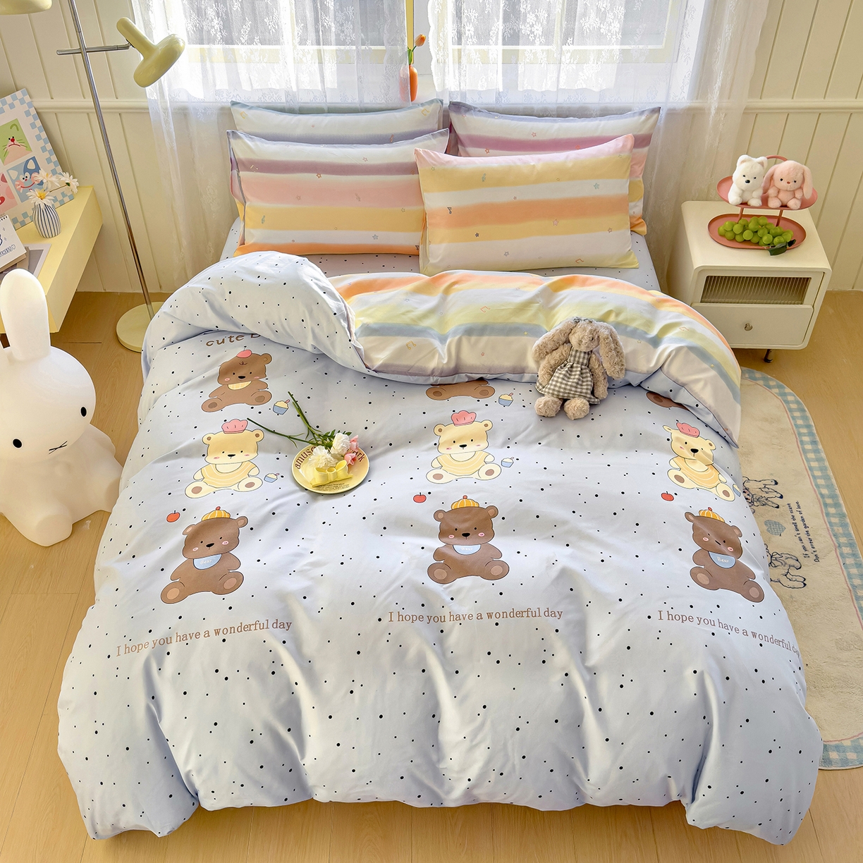 91家纺网 家纺一手货源 找家纺 灿哈 植物羊绒加厚磨毛水洗棉亲肤棉四件套套件单被套