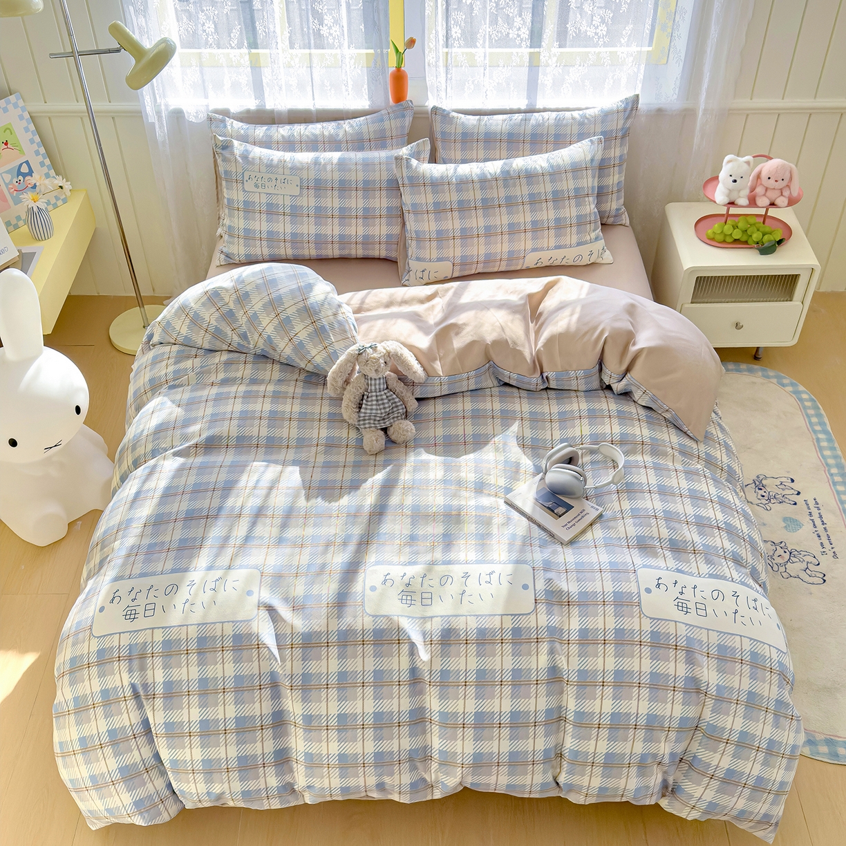 91家纺网 家纺一手货源 找家纺 灿哈 植物羊绒加厚磨毛水洗棉亲肤棉四件套套件单被套