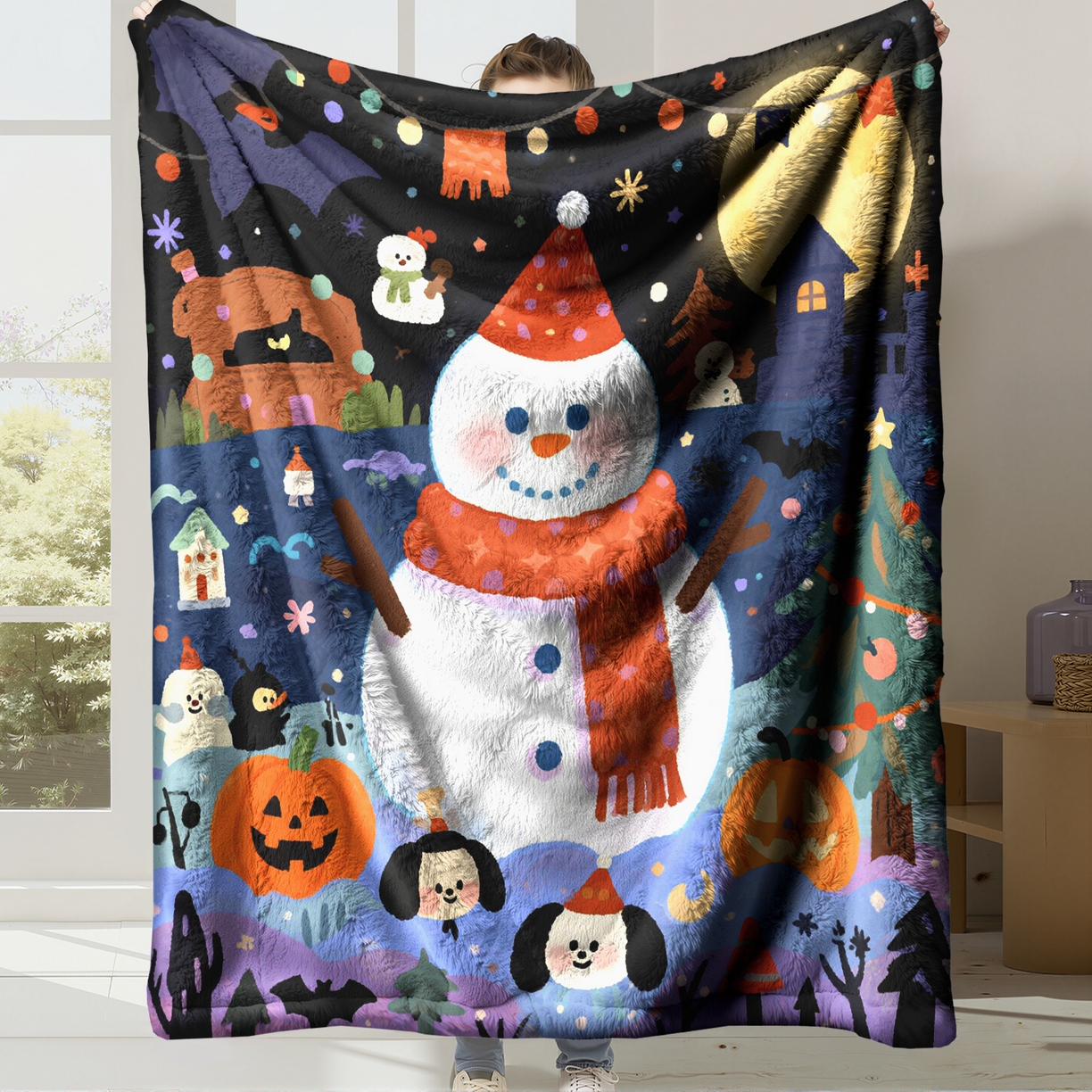 合纵跨境工厂 一件定制pod模式jit跨境200G牛奶绒毛毯单品一件代发shein亚马逊速卖通24小时发货圣诞系列 02510230021