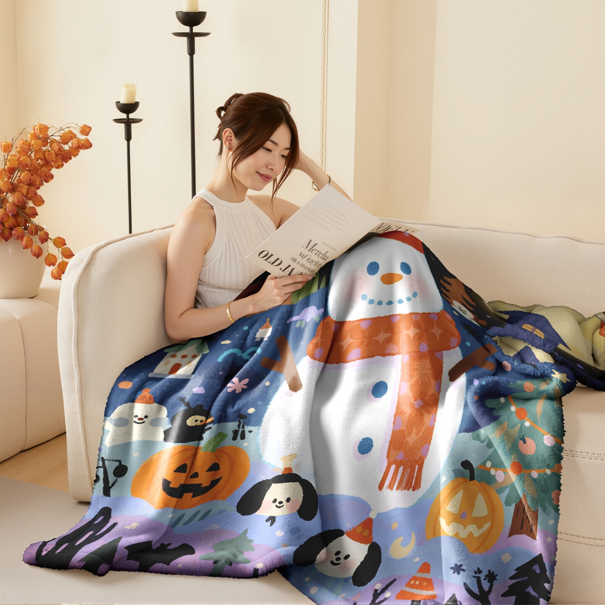 91家纺网 家纺一手货源 找家纺 合纵跨境工厂 一件定制pod模式jit跨境200G牛奶绒毛毯单品一件代发shein亚马逊速卖通24小时发货圣诞系列 02510230021