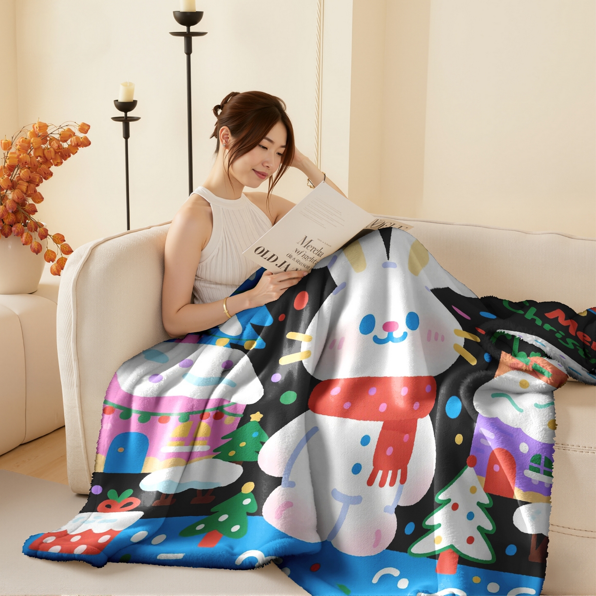 91家纺网 家纺一手货源 找家纺 合纵跨境工厂 一件定制pod模式jit跨境200G牛奶绒毛毯单品一件代发shein亚马逊速卖通24小时发货圣诞系列 02510230024