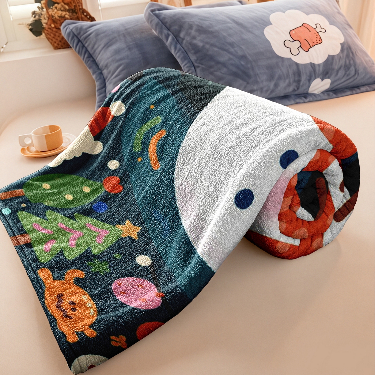 91家纺网 家纺一手货源 找家纺 合纵跨境工厂 一件定制pod模式jit跨境200G牛奶绒毛毯单品一件代发shein亚马逊速卖通24小时发货圣诞系列 02510230025