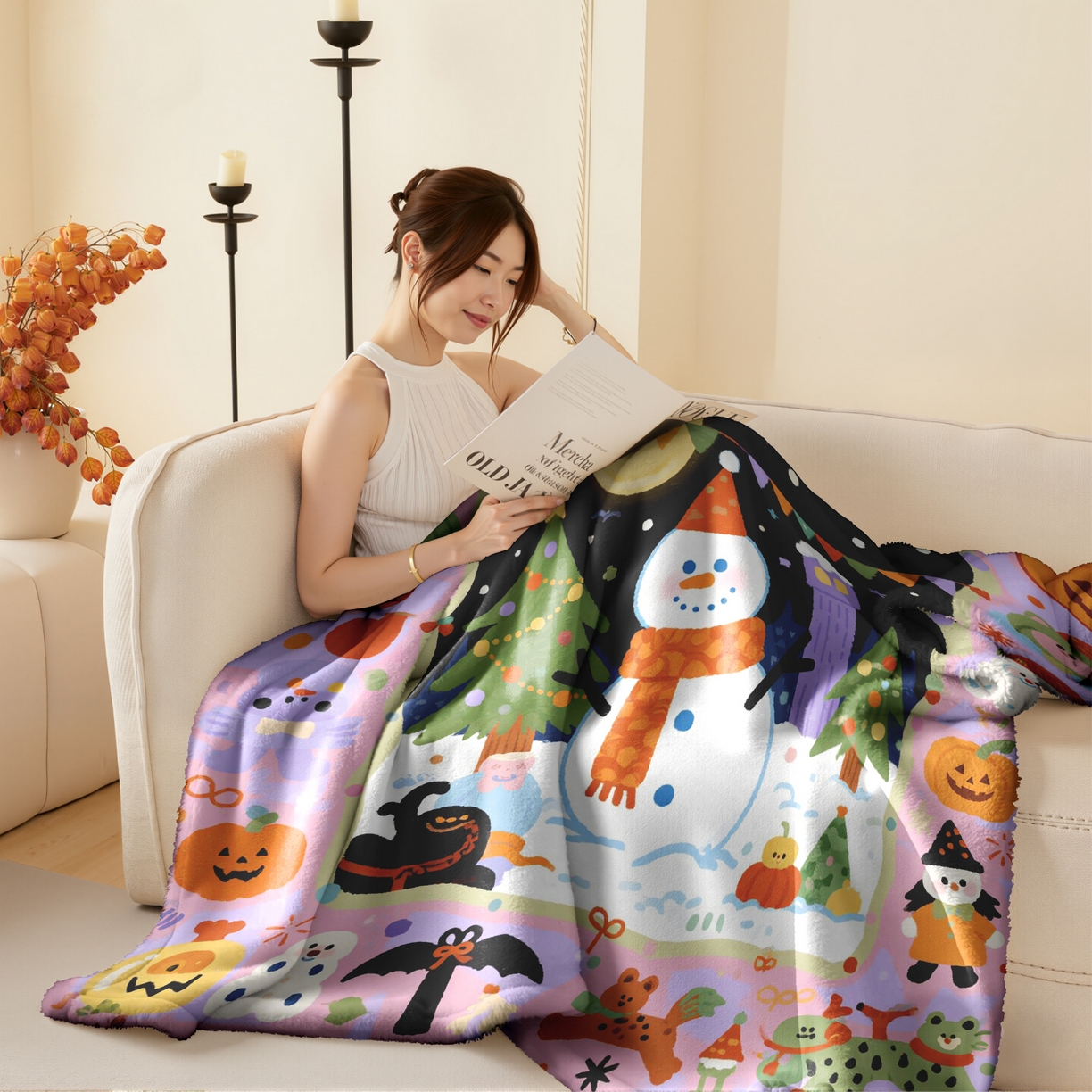 91家纺网 家纺一手货源 找家纺 合纵跨境工厂 一件定制pod模式jit跨境200G牛奶绒毛毯单品一件代发shein亚马逊速卖通24小时发货圣诞系列 02510230028