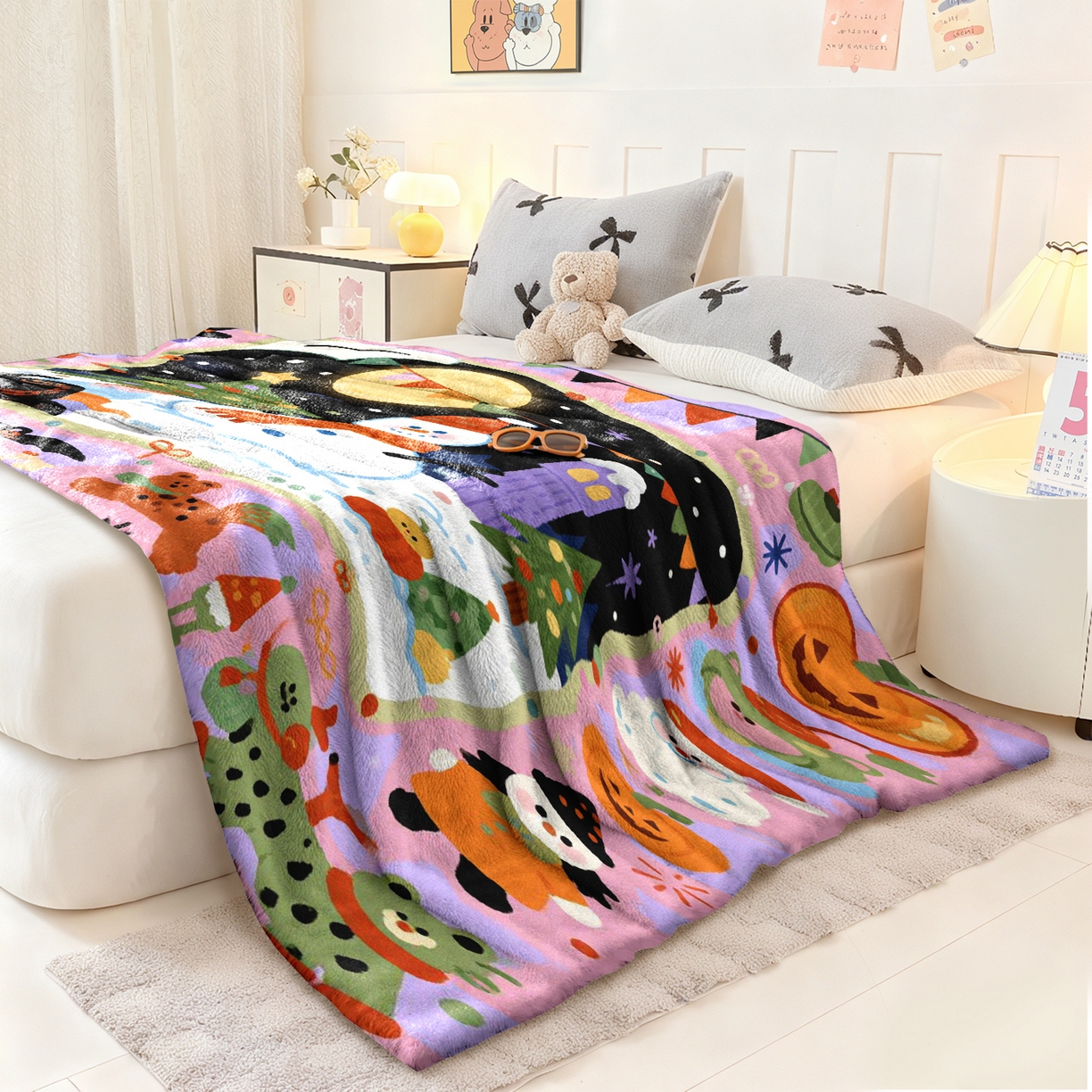 91家纺网 家纺一手货源 找家纺 合纵跨境工厂 一件定制pod模式jit跨境200G牛奶绒毛毯单品一件代发shein亚马逊速卖通24小时发货圣诞系列 02510230028