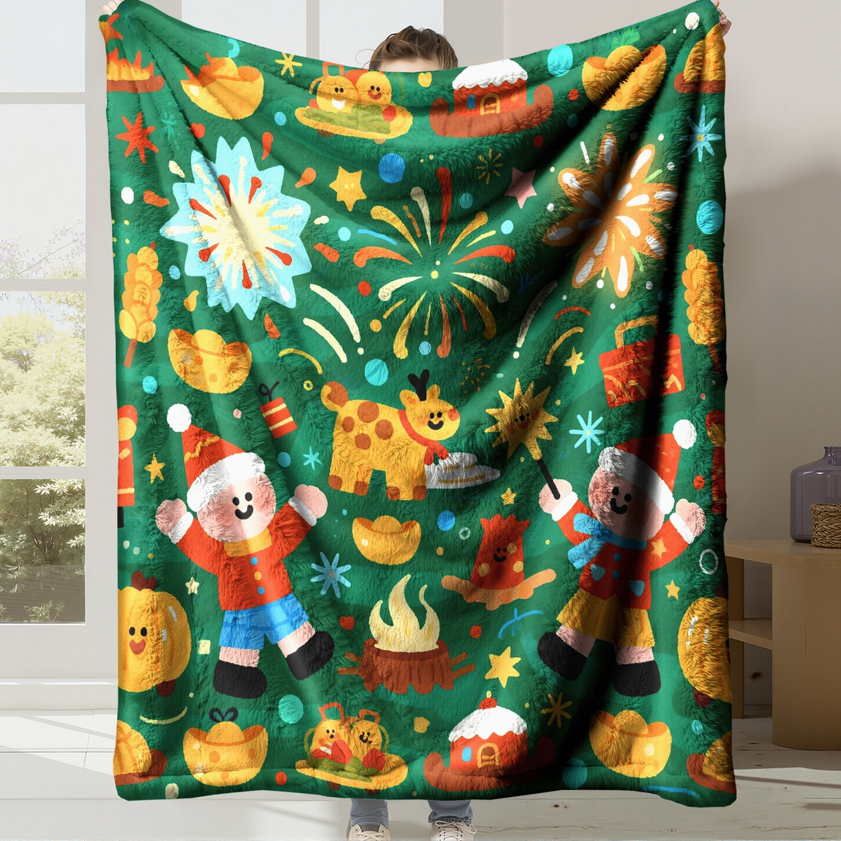 合纵跨境工厂 一件定制pod模式jit跨境200G牛奶绒毛毯单品一件代发shein亚马逊速卖通24小时发货圣诞系列 02510230029