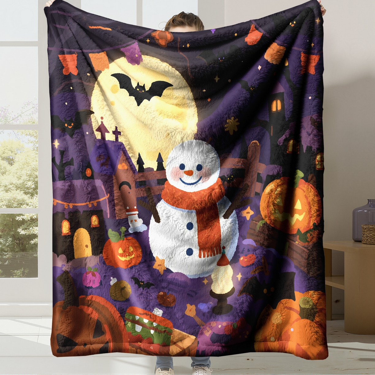 合纵跨境工厂 一件定制pod模式jit跨境200G牛奶绒毛毯单品一件代发shein亚马逊速卖通24小时发货圣诞系列 02510230030