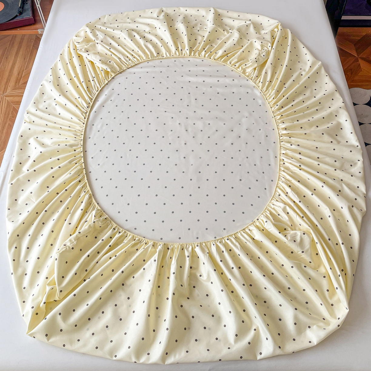 91家纺网 家纺一手货源 找家纺 楠沐家纺 2026新款无印风单层床笠床垫保护套 粉色波点