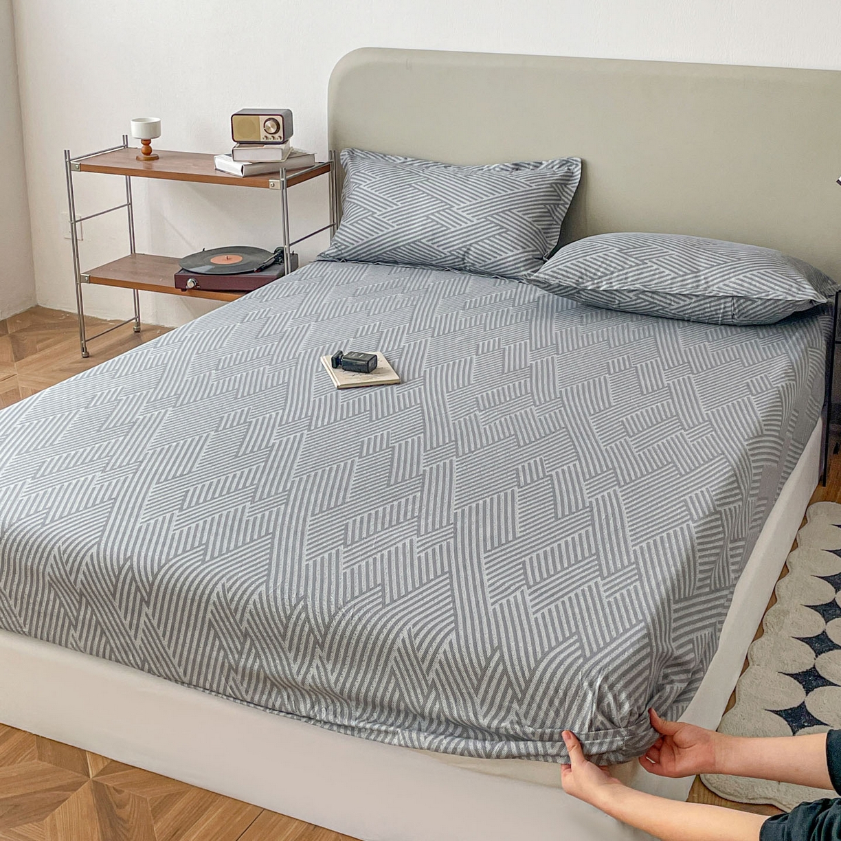 91家纺网 家纺一手货源 找家纺 楠沐家纺 2026新款无印风单层床笠床垫保护套 勒夫