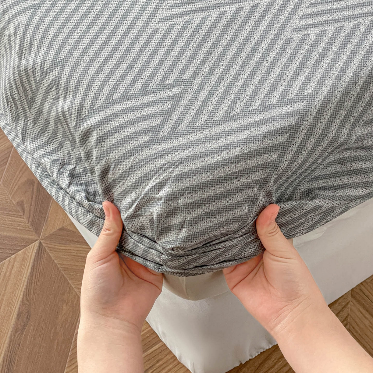 91家纺网 家纺一手货源 找家纺 楠沐家纺 2026新款无印风单层床笠床垫保护套 勒夫